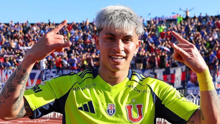 Maximiliano Guerrero celebró el único gol con el que Universidad de Chile derrotó a O'Higgins en Rancagua